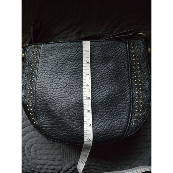 Jessica Simpson Black Pebbled Faux Leather Crossbody Bag With Gold Stud Accents - Picture 6 of 7